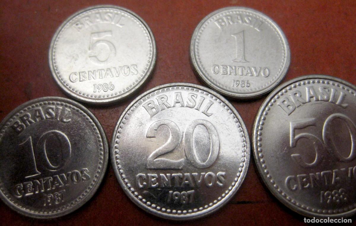 Monedas antiguas de Am&eacute;rica: Brasil, Set de 5 monedas: 1, 5, 10, 20 y 50 ctvos. KM#600/04. Nuevas, sin circular.
