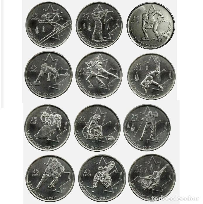 Monedas antiguas de Am&eacute;rica: Canad&aacute; 2007/9: Set de 12 monedas x 0'25 d&oacute;lar &rdquo;Olimpiadas Vancouver 2010&rdquo;./ Sin Circular.