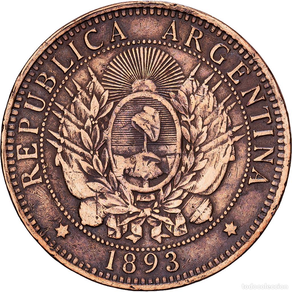Monedas antiguas de Am&eacute;rica: [#1224590] Argentina, 2 Centavos, 1893, Bronce, BC+, KM:33