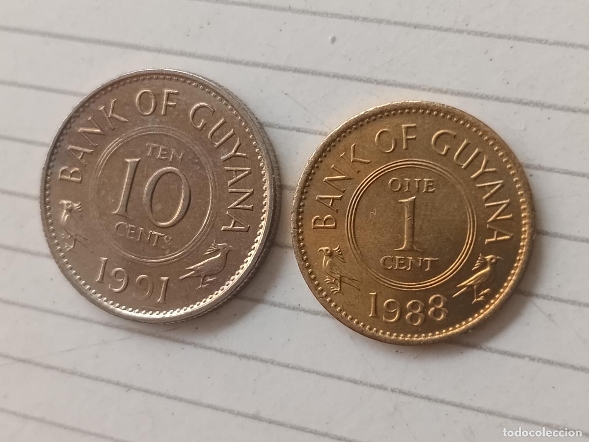 Monedas antiguas de Am&eacute;rica: Guyana. Lote de 2 monedas