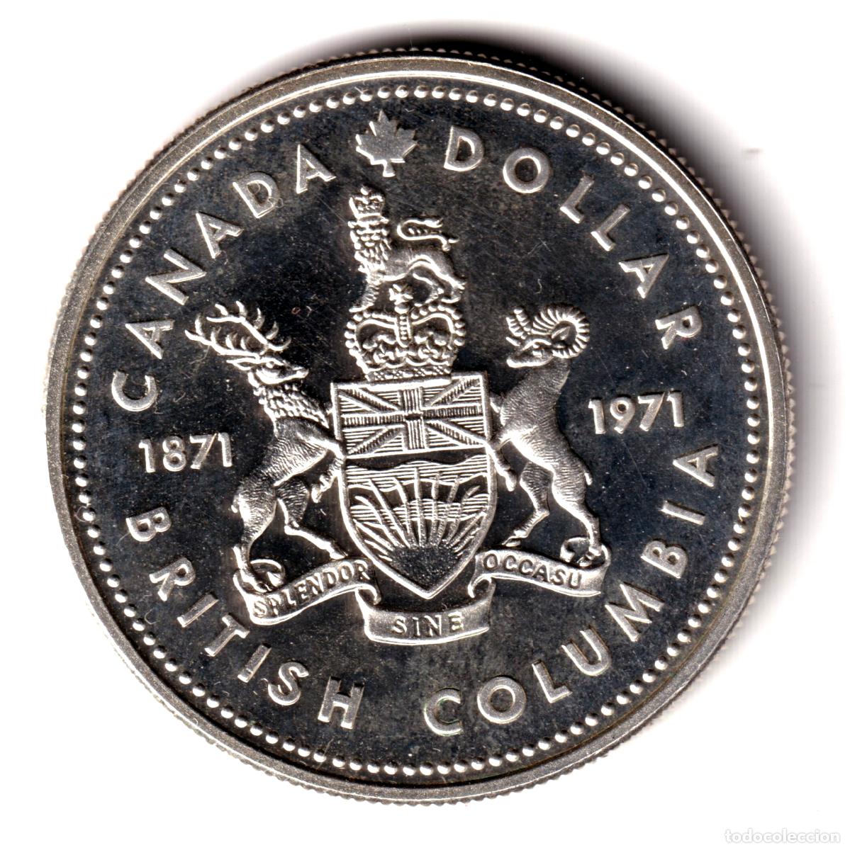 Monedas antiguas de Am&eacute;rica: CANADA 1 dolar plata 1971 Centenario de la Columbia Britanica