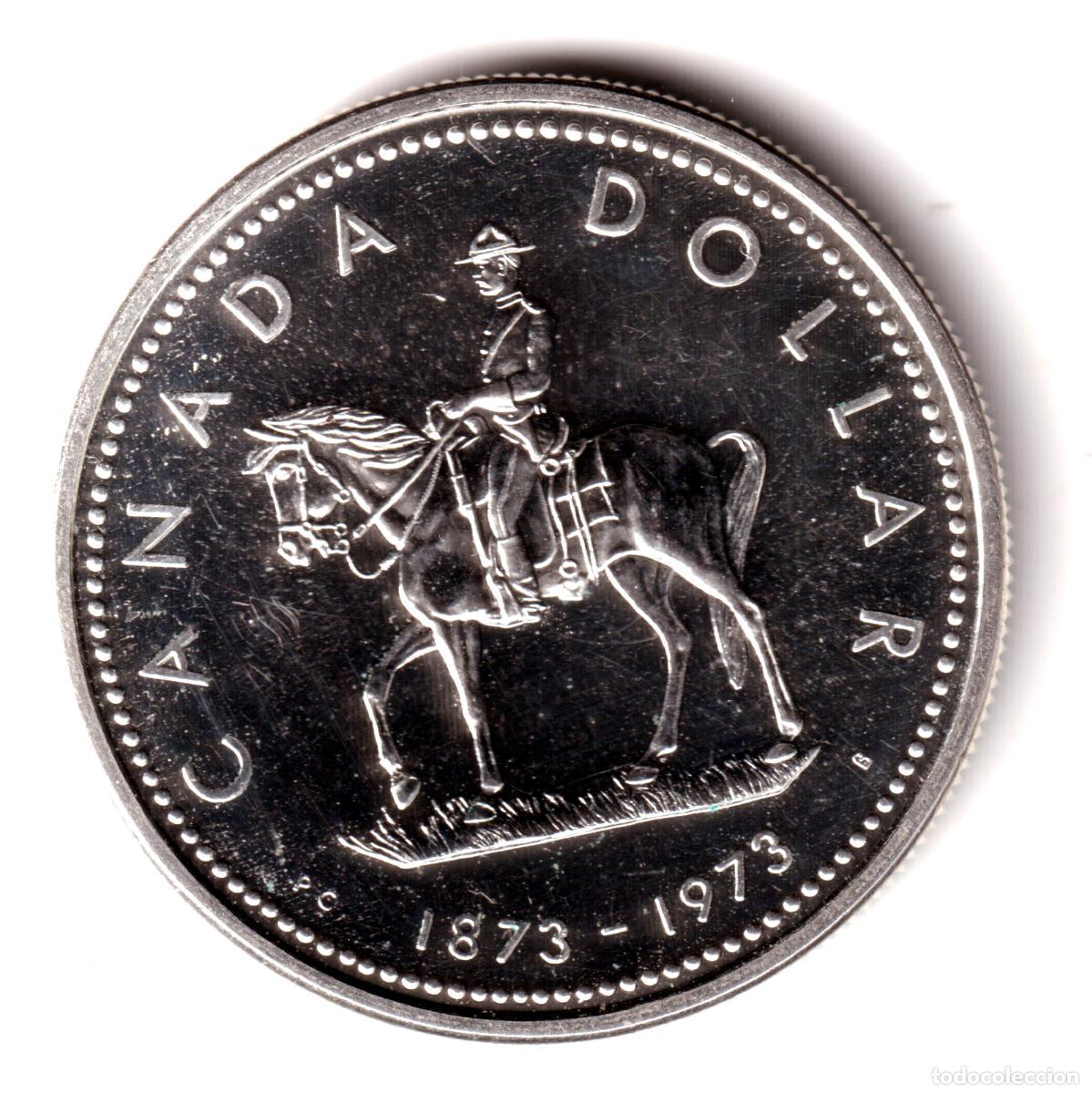 Monedas antiguas de Am&eacute;rica: CANADA 1 dolar plata 1973 Centenario de la Real Policia Montada (1871-1873)