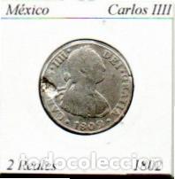 Monedas antiguas de Am&eacute;rica: M&Eacute;XICO 1802, 2 REALES, M&Eacute;XICO, CARLOS IIII, AG;