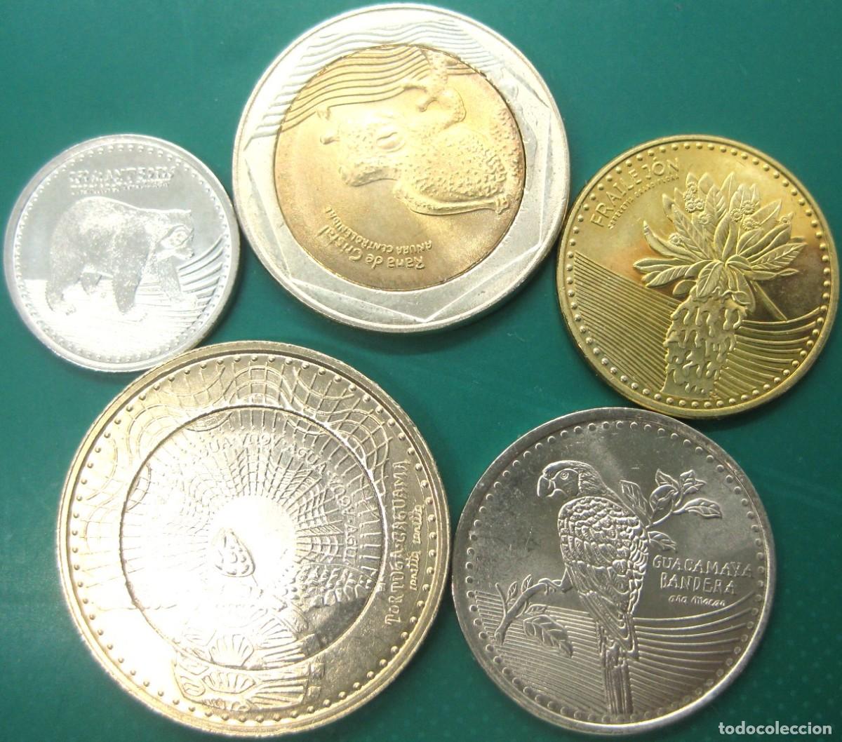 Monedas antiguas de Am&eacute;rica: Colombia, Set de 5 Monedas ''FAUNA'': 50, 100, 200, 500 y 1000 Pesos./ Ver descripci&oacute;n.
