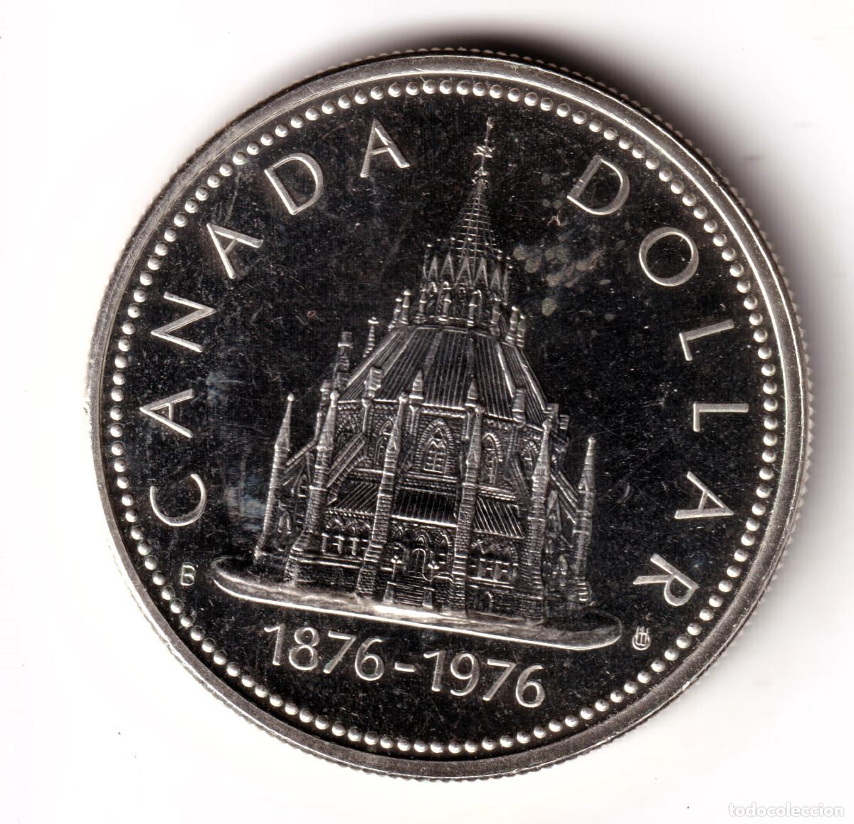 Monedas antiguas de Am&eacute;rica: CANADA 1 dolar plata 1976 Centenario de la Biblioteca Parlamentaria de Ottawa