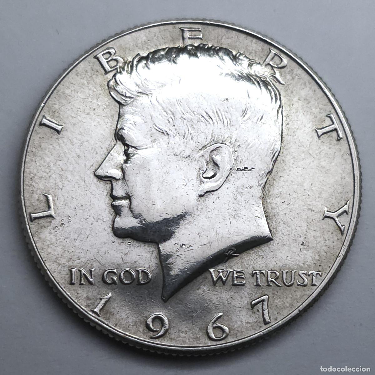 Monedas antiguas de Am&eacute;rica: MONEDA PLATA ESTADOS UNIDOS 1/2 DOLAR KENNEDY 1967 EBC