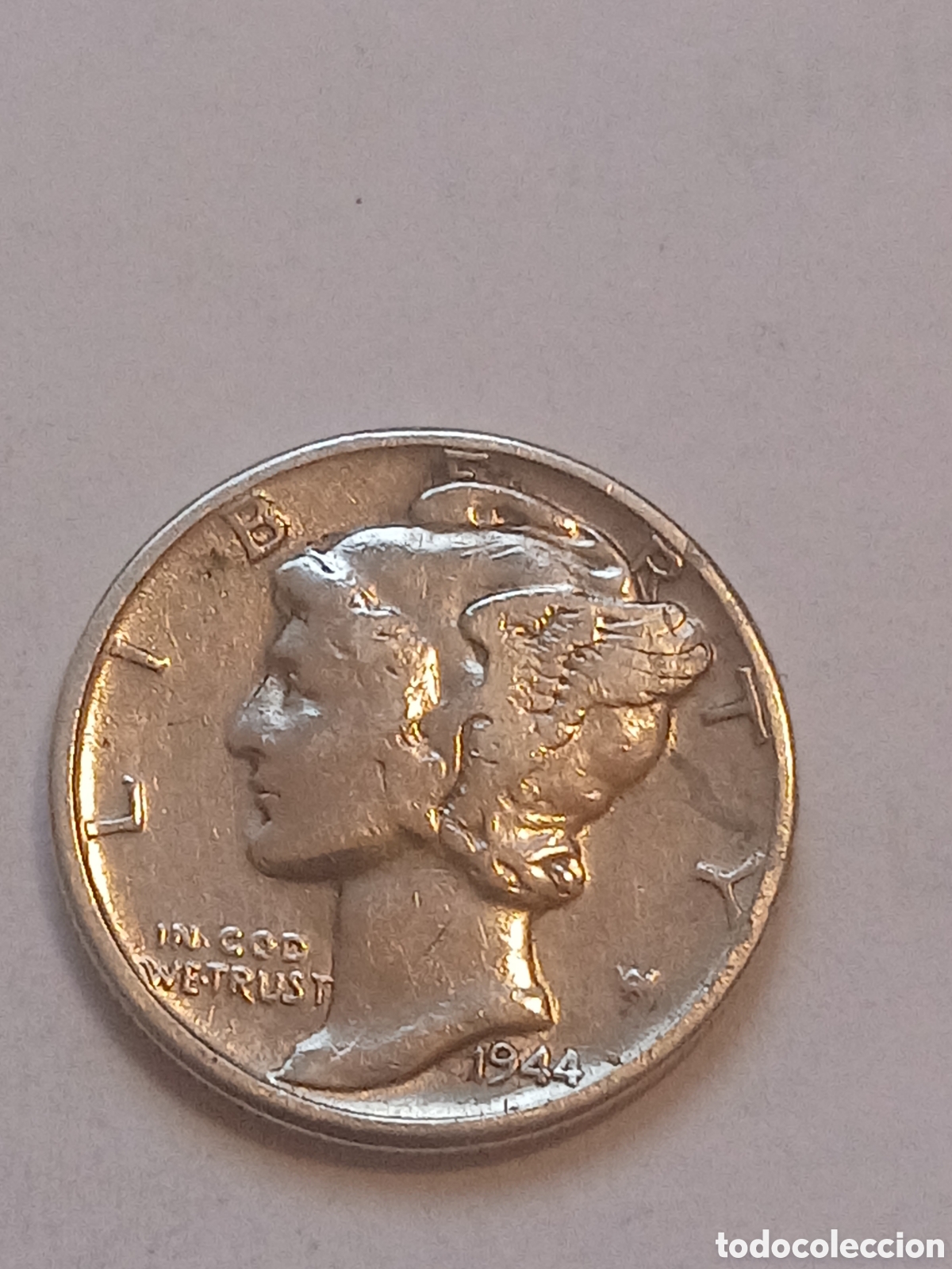 Monedas antiguas de Am&eacute;rica: USA 10 C&eacute;ntimos Mercury Dime 1944 Plata 900 Liberty Cabeza Alada Estados Unidos