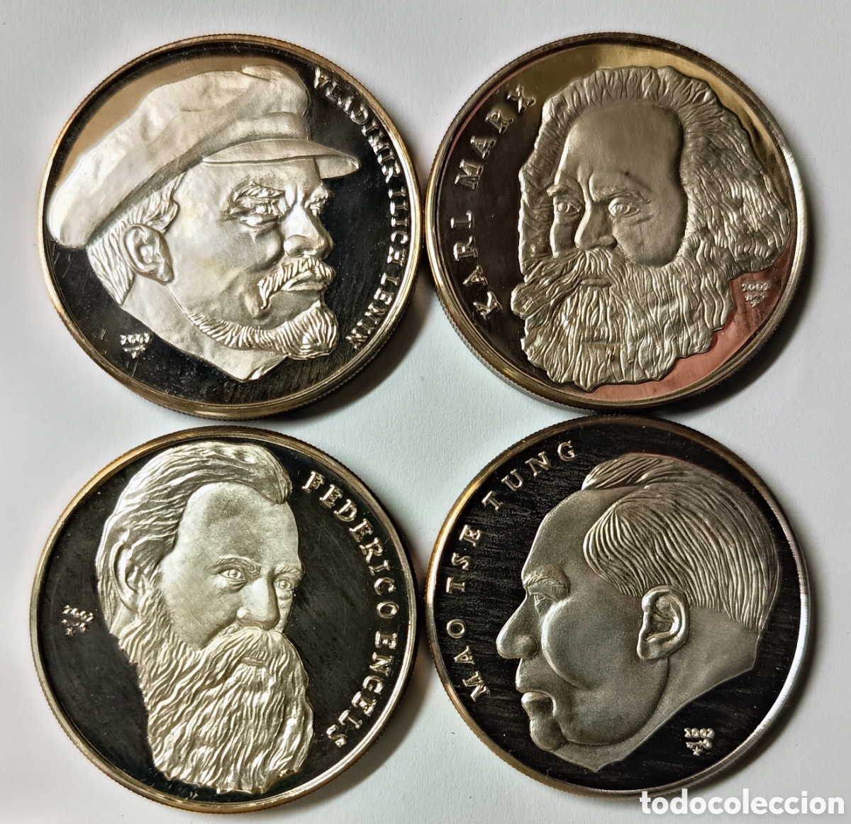 Alte M&uuml;nzen aus Amerika: CUBA. SERIE &ldquo;L&Iacute;DERES DEL COMUNISMO&rdquo;. 2002. 10 PESOS. PLATA. PROOF. ,999. 31,10 gramos (1 oz. x4)