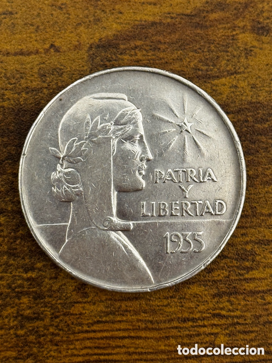Monedas antiguas de Am&eacute;rica: Moneda de 1 peso ABC 1935 Cuba. Circulado. Marcas de circulaci&oacute;n visibles
