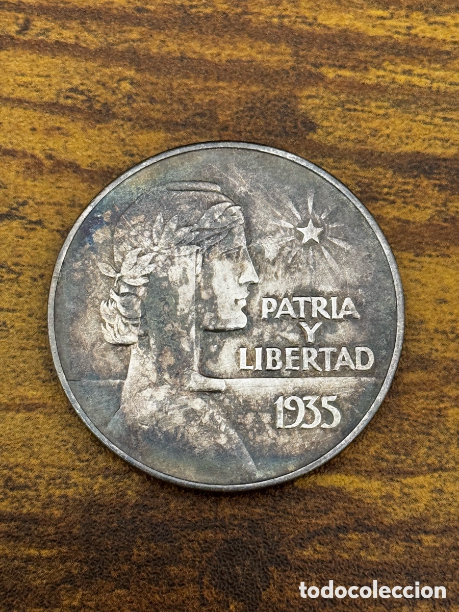 Monedas antiguas de Am&eacute;rica: Moneda de 1 peso ABC 1935 Cuba. Circulado. Marcas de circulaci&oacute;n visibles