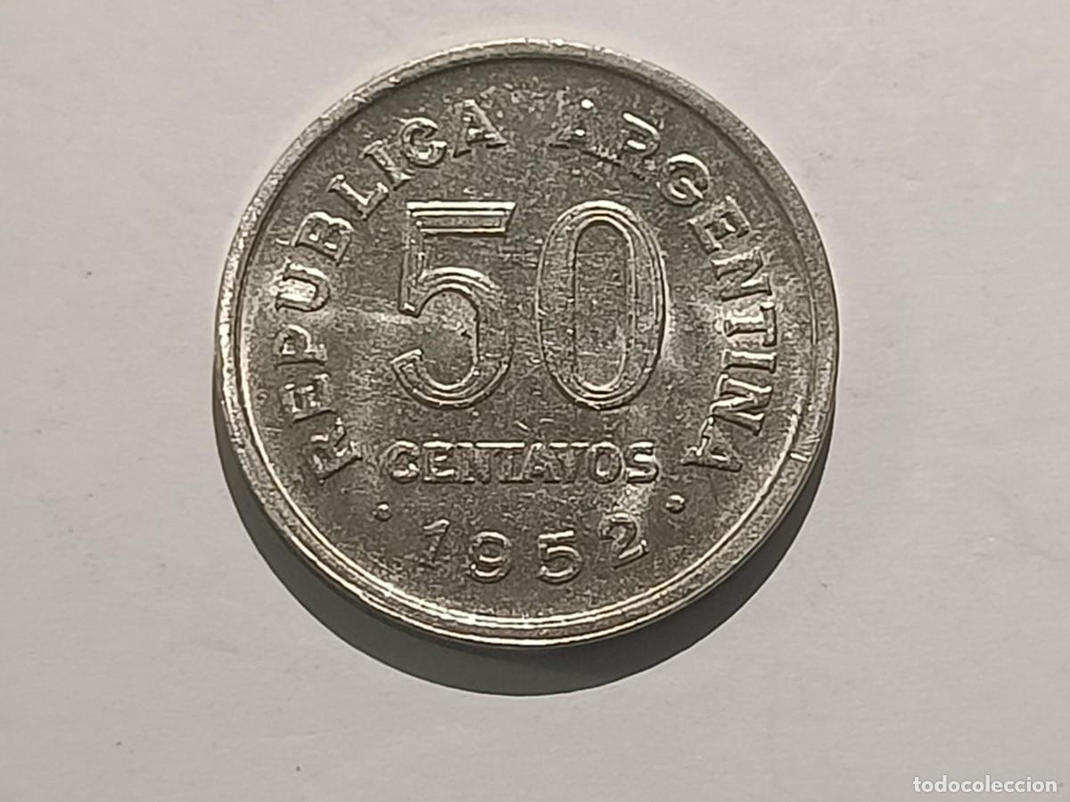 Monedas antiguas de Am&eacute;rica: Moneda de Argentina. 50 centavos. 1952
