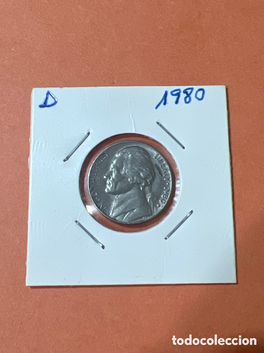 Monedas antiguas de Am&eacute;rica: L155/14. MONEDA ESTADOS UNIDOS USA FIVE CENTS 5 CENTAVOS DOLAR 1980