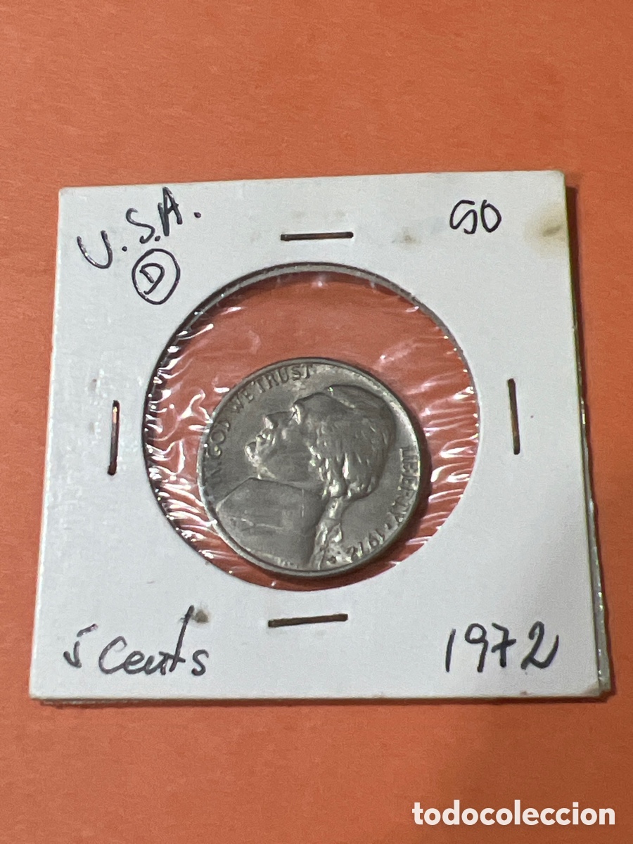 Monedas antiguas de Am&eacute;rica: L155/21. MONEDA DE ESTADOS UNIDOS 5 CENTAVOS FIVE CENTS 1972