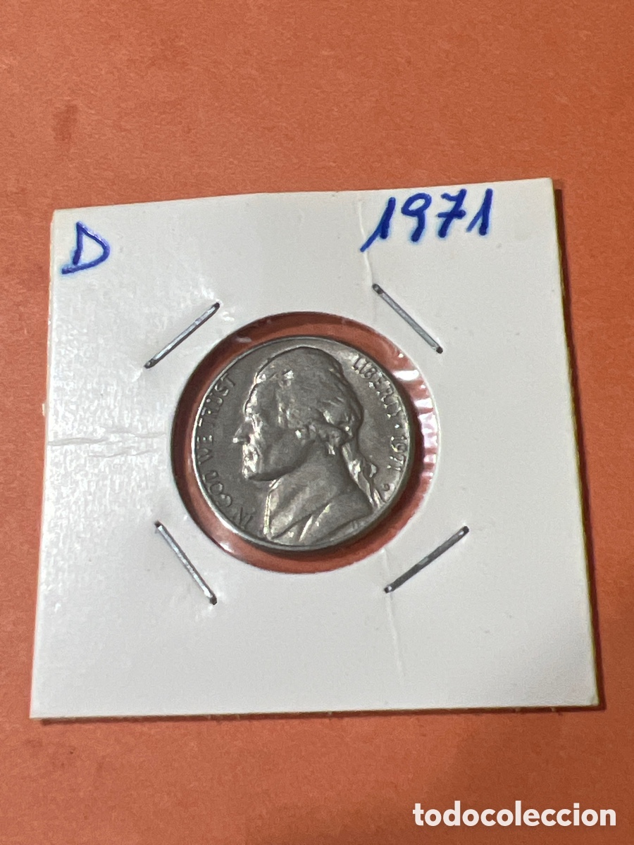 Monedas antiguas de Am&eacute;rica: L155/22. MONEDA DE ESTADOS UNIDOS 1971 - FIVE CENTS 5 CENTIMOS D- MONEDA ENCARTONADA