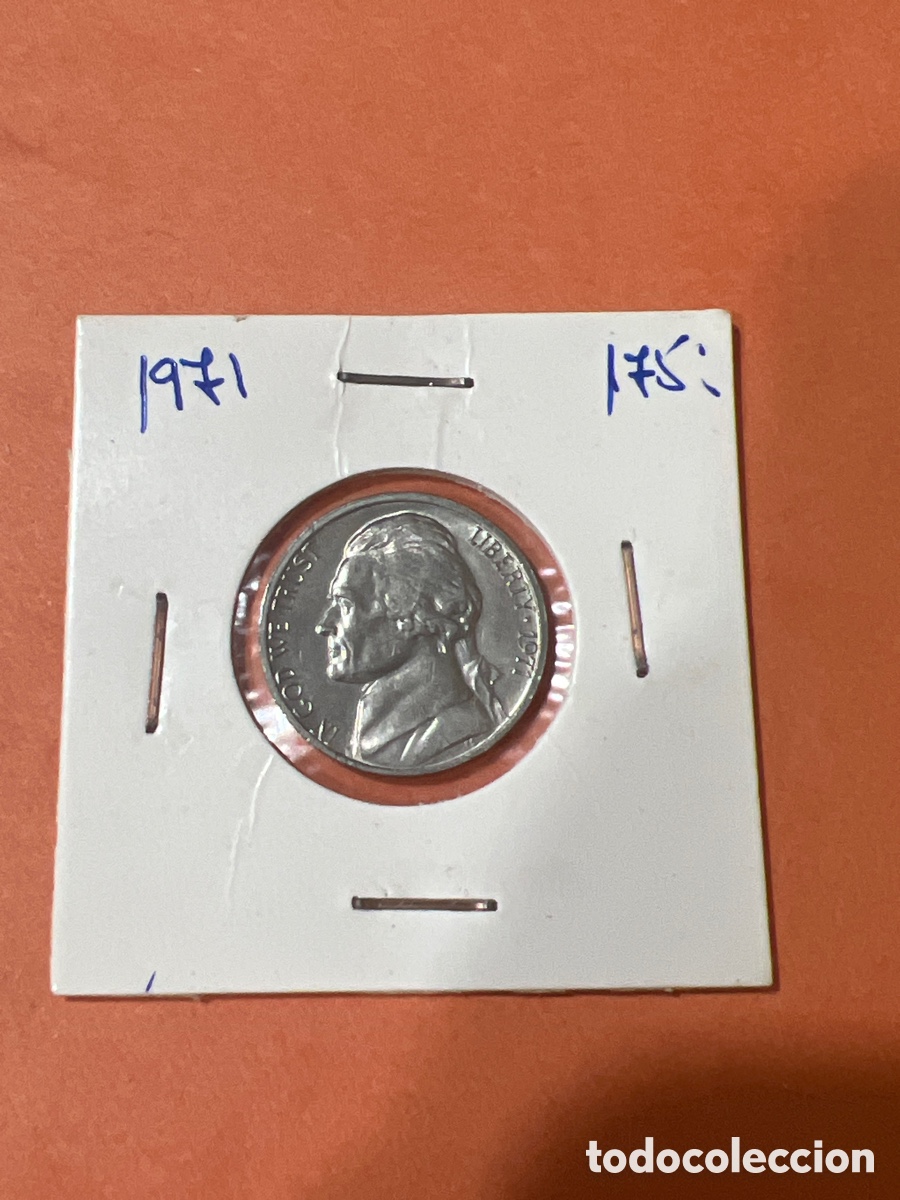 Monedas antiguas de Am&eacute;rica: L155/27. MONEDA DE ESTADOS UNIDOS 1971 - FIVE CENTS 5 CENTIMOS D- MONEDA ENCARTONADA