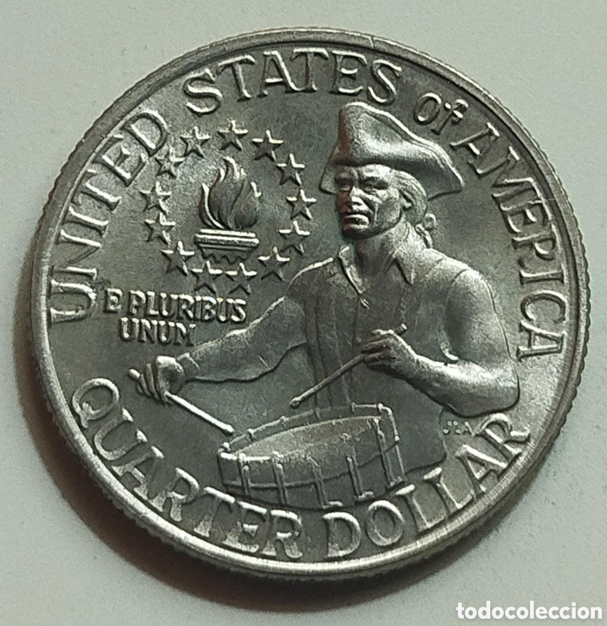 Monedas antiguas de Am&eacute;rica: Moneda Cuarto de D&oacute;lar Bicentenario EEUU 1776-1976