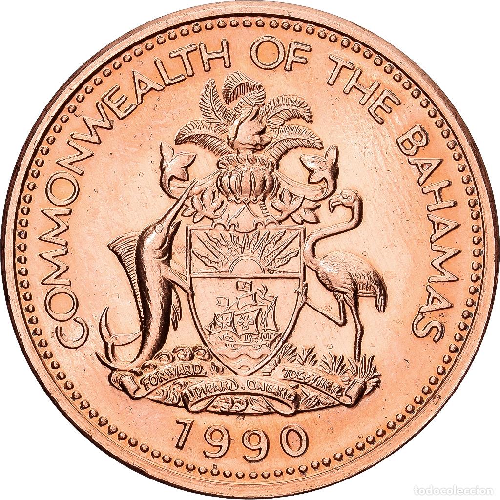 Monedas antiguas de Am&eacute;rica: [#1551959] Bahamas, Elizabeth II, Cent, 1990, Cobre chapado en cinc, EBC+, KM:59a