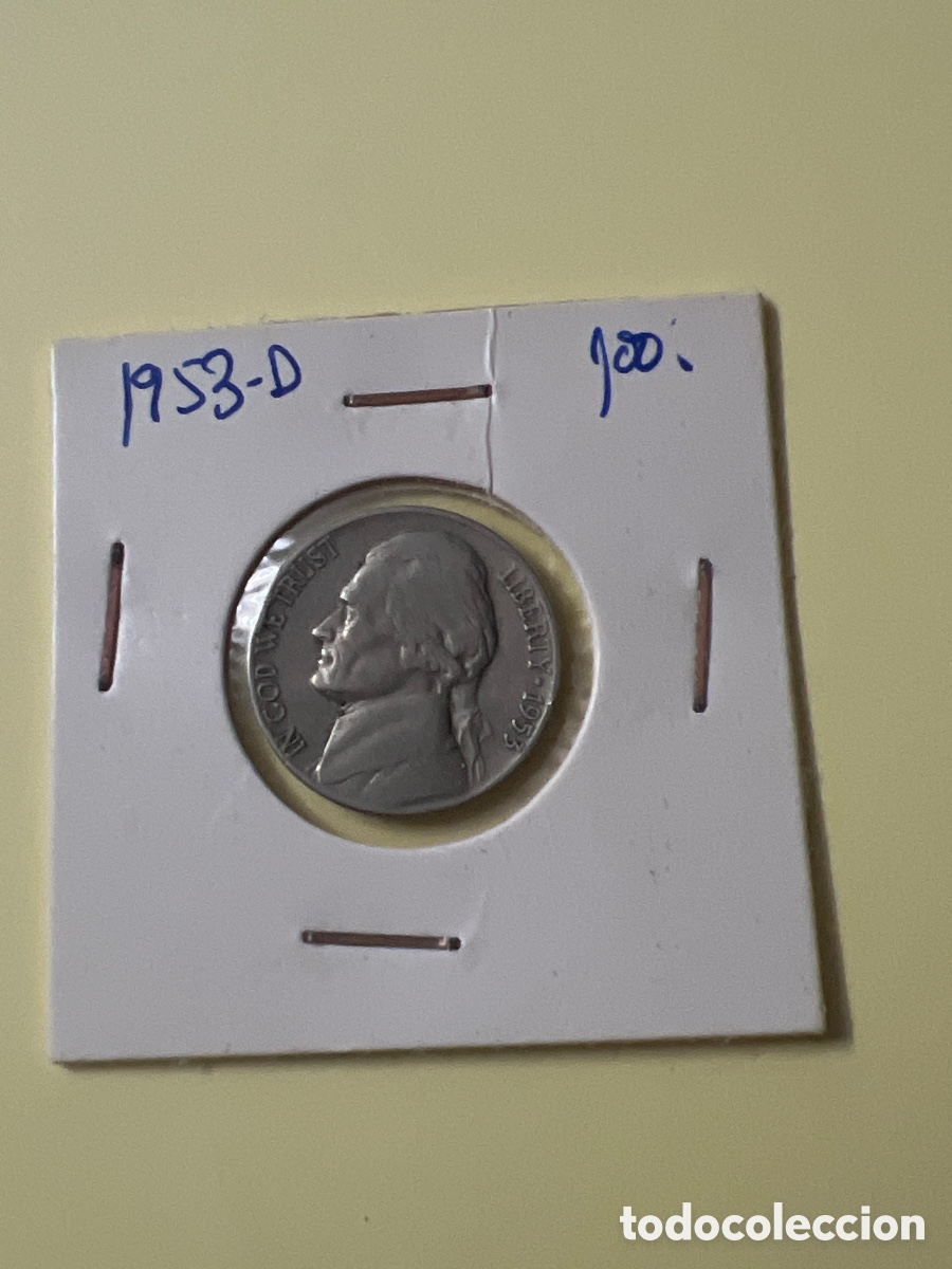 Monedas antiguas de Am&eacute;rica: L810/12. Moneda 5 centavos (Five cents) Estados Unidos 1953