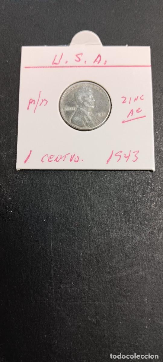 Monedas antiguas de Am&eacute;rica: USA 1 CENTAVO 1943 MBC KM=132a (ZINC-ACERO) ABRAHAN LINCOLN