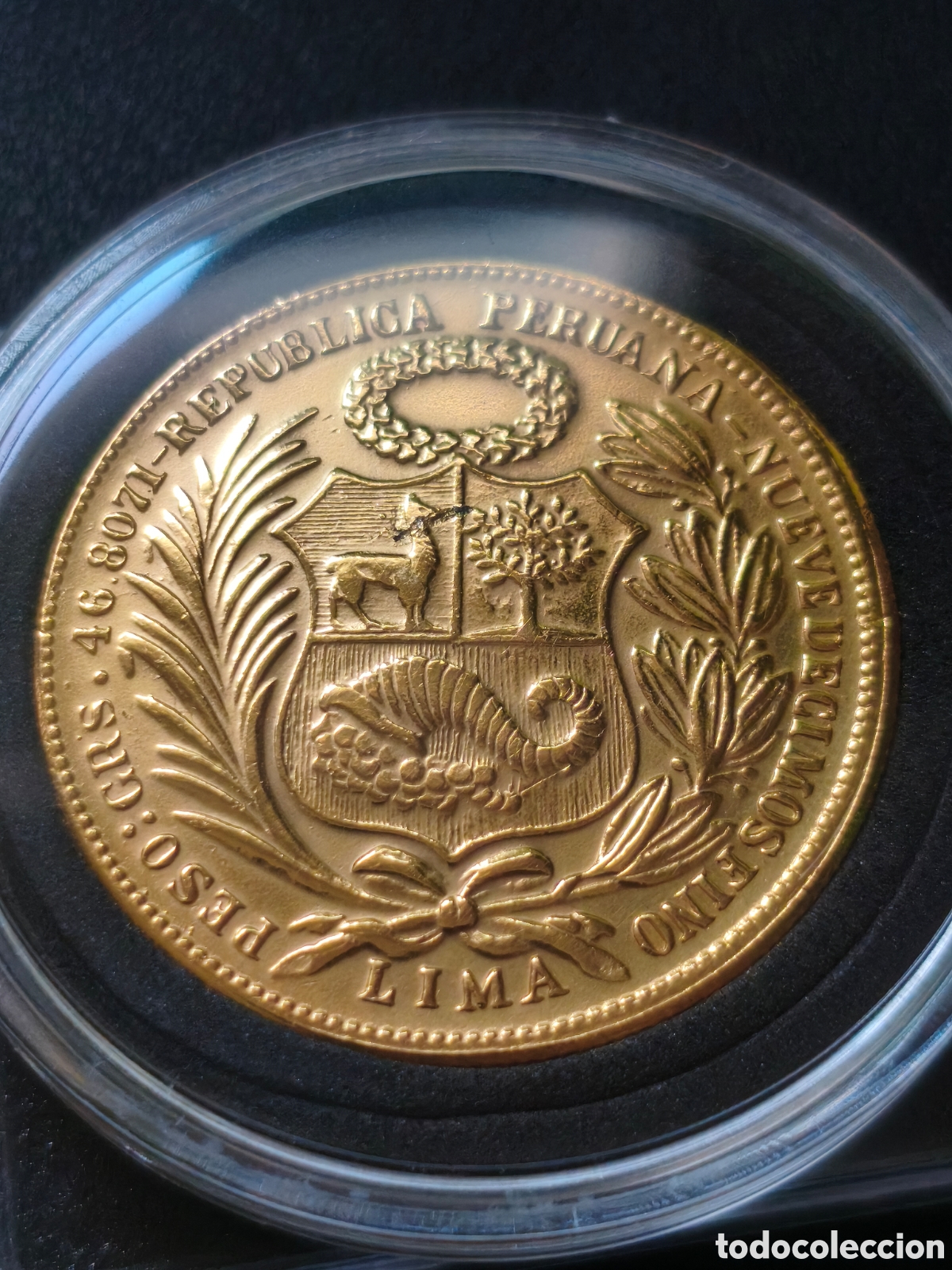 Monedas antiguas de Am&eacute;rica: Rep&uacute;blica Peruana 100 Soles de Oro 1952 R&eacute;plica
