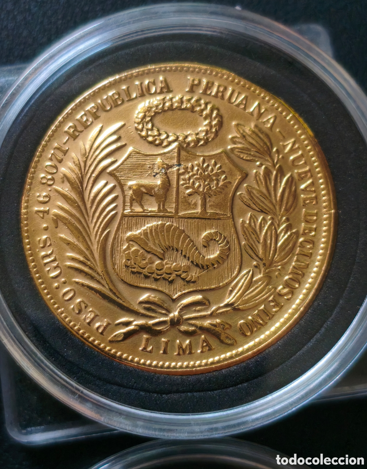 Monedas antiguas de Am&eacute;rica: Rep&uacute;blica Peruana 100 Soles de Oro 1952 R&eacute;plica