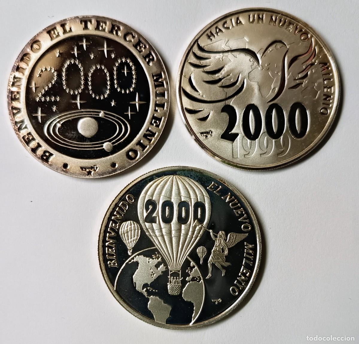 Monedas antiguas de Am&eacute;rica: CUBA. TRES MONEDAS DE 10 PESOS. 2000. &rdquo;HACIA UN NUEVO MILENIO&rdquo;. PLATA. PROOF. ESCASAS