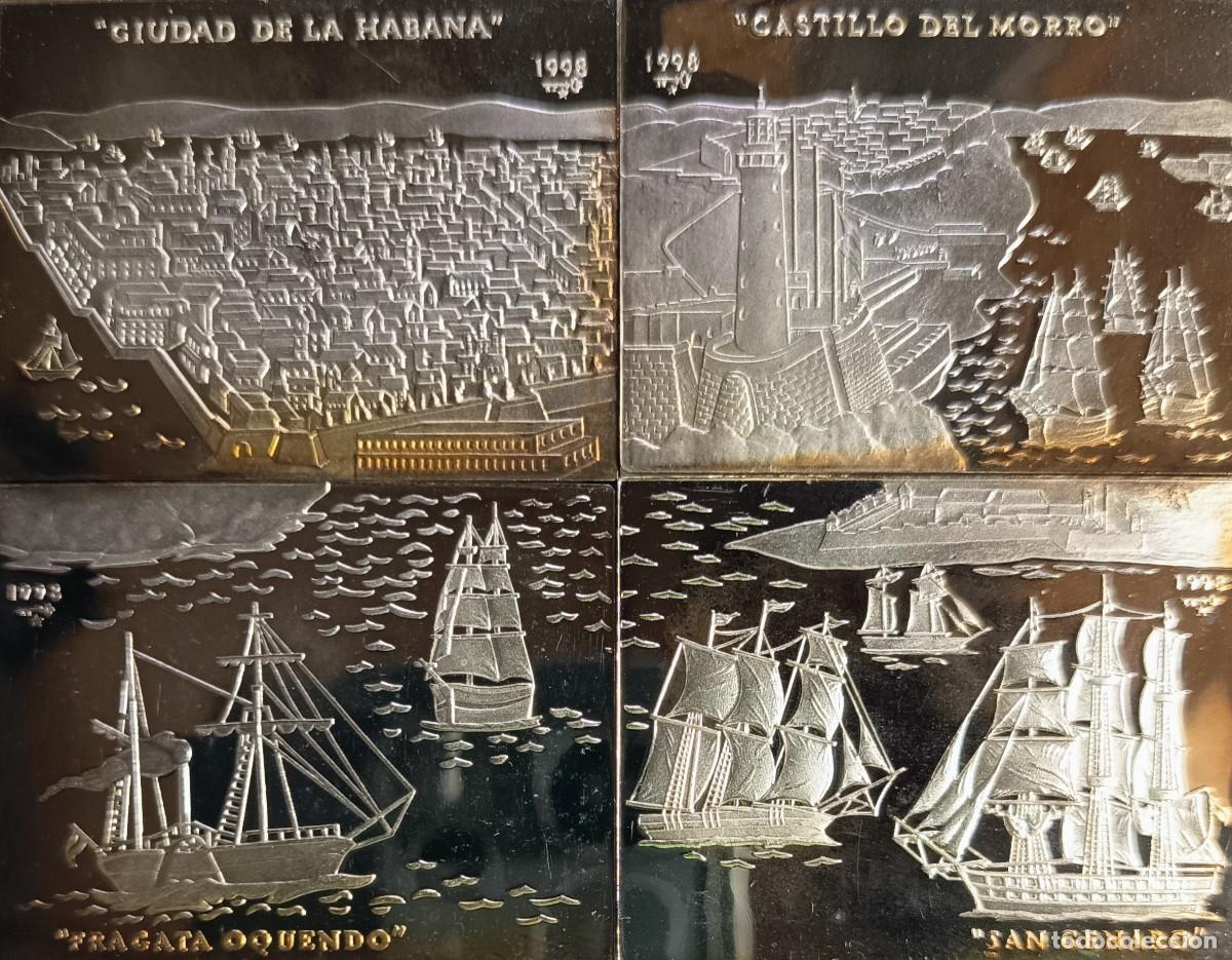 Monedas antiguas de Am&eacute;rica: CUBA. FANT&Agrave;STICA SERIE DE 4 MONEDAS DE 10 PESOS, 1998. PLATA ,999. PROOF &ldquo;PUZZLE&rdquo; PUERTO LA HABANA