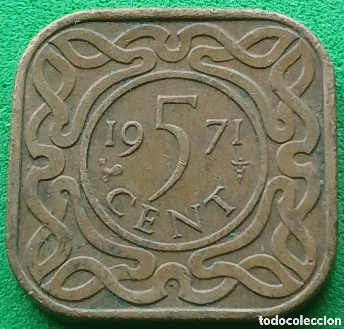 Monedas antiguas de Am&eacute;rica: Surinam 5 cent 1971 km#12 poco com&uacute;n