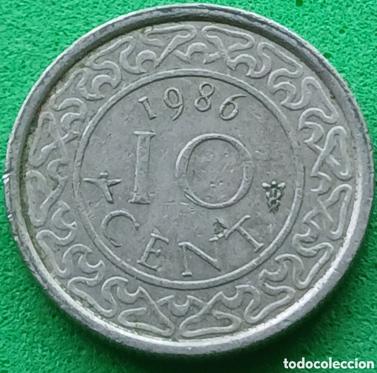 Monedas antiguas de Am&eacute;rica: Surinam 10 cent 1986 km#13 ESCASA