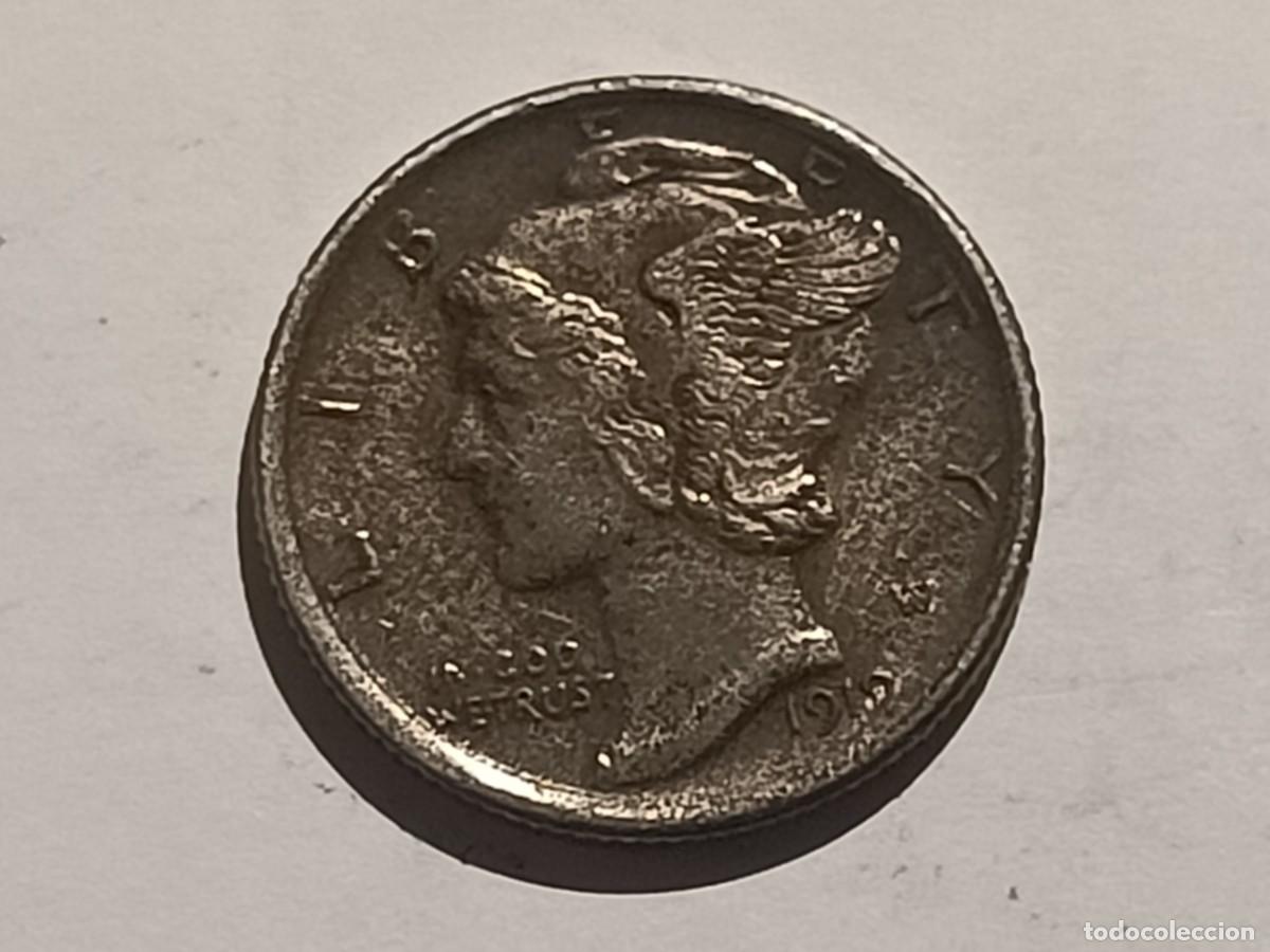 Monedas antiguas de Am&eacute;rica: Moneda de Estados Unidos. 1 Dime. Mercury Dime 1919