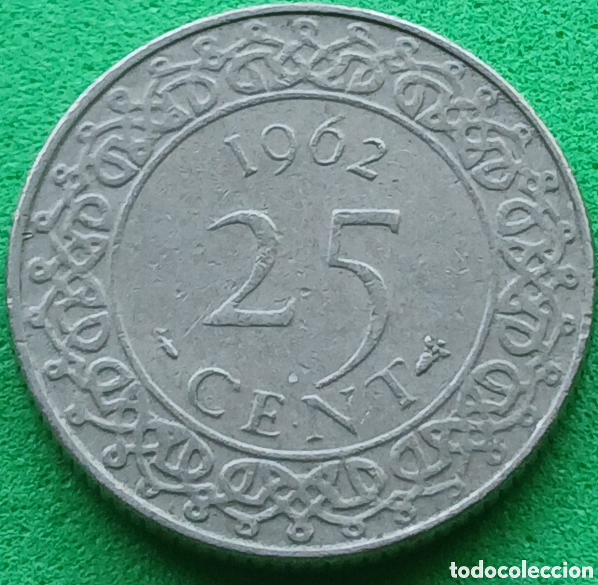 Monedas antiguas de Am&eacute;rica: Surinam 25 cent 1962 km#14 sin marca