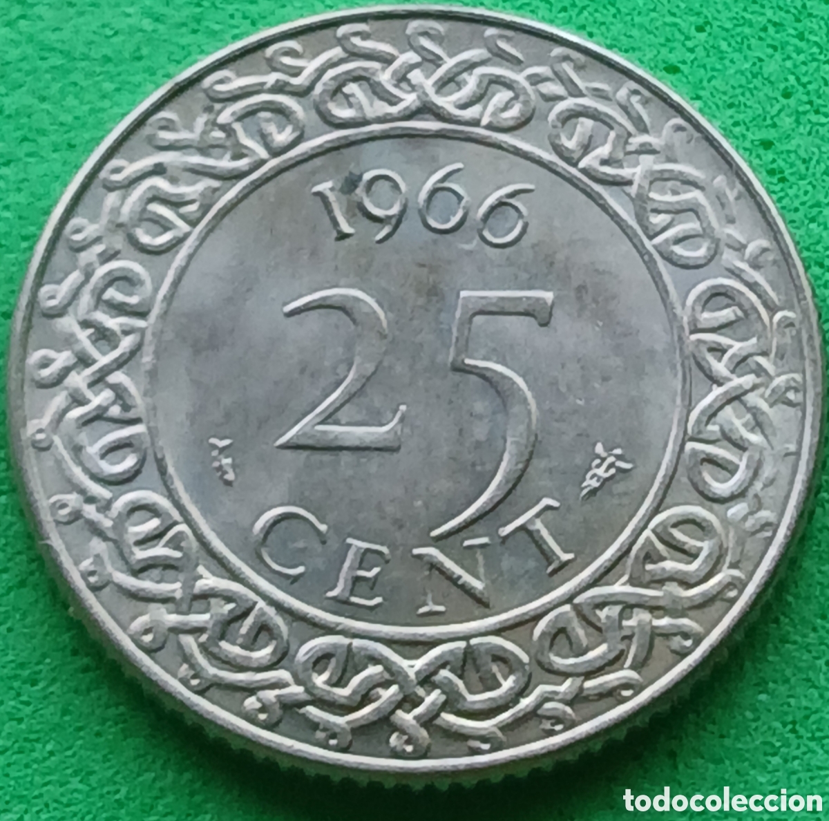 Monedas antiguas de Am&eacute;rica: Surinam 25 cent 1966 km#14