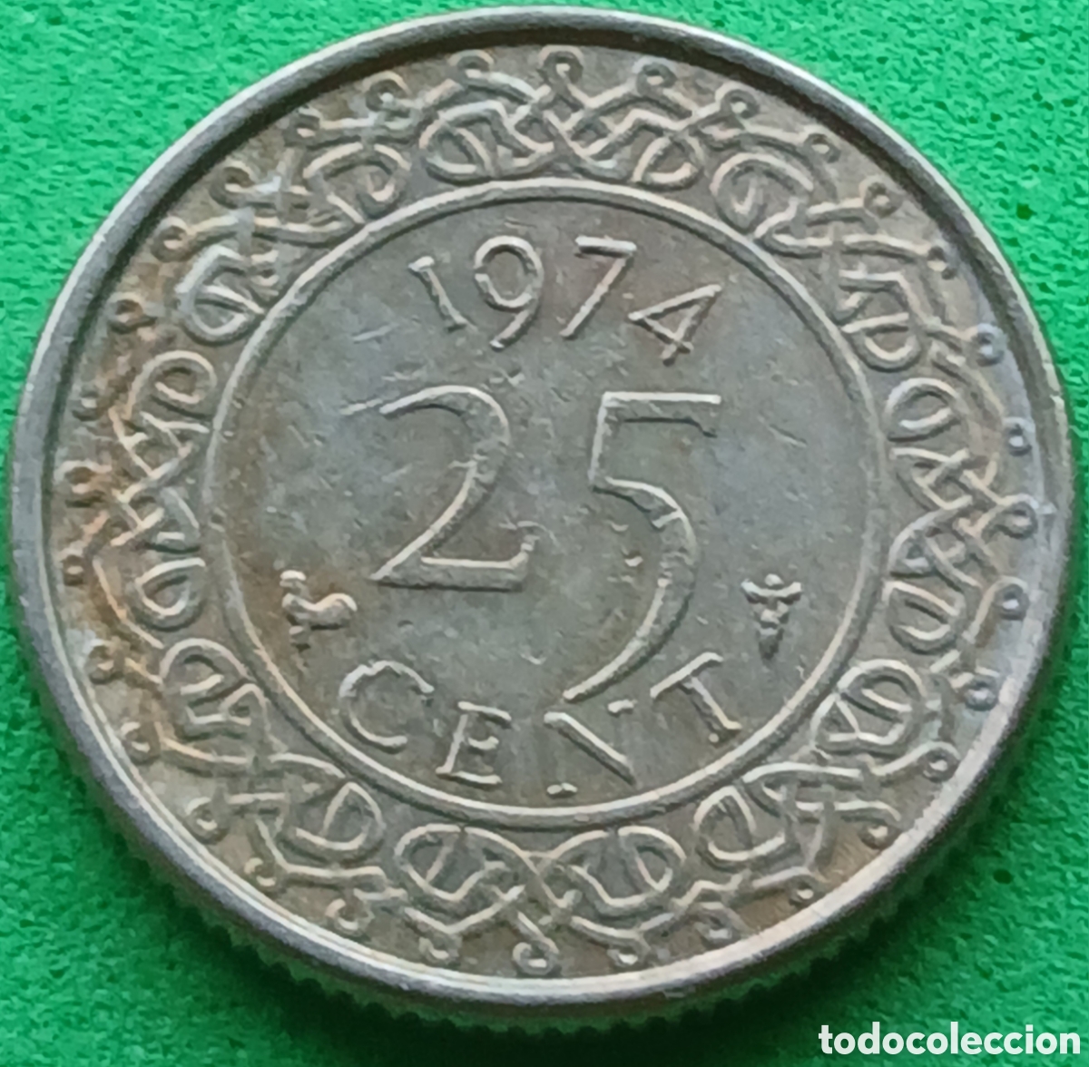 Monedas antiguas de Am&eacute;rica: Surinam 25 cent 1974 km#14