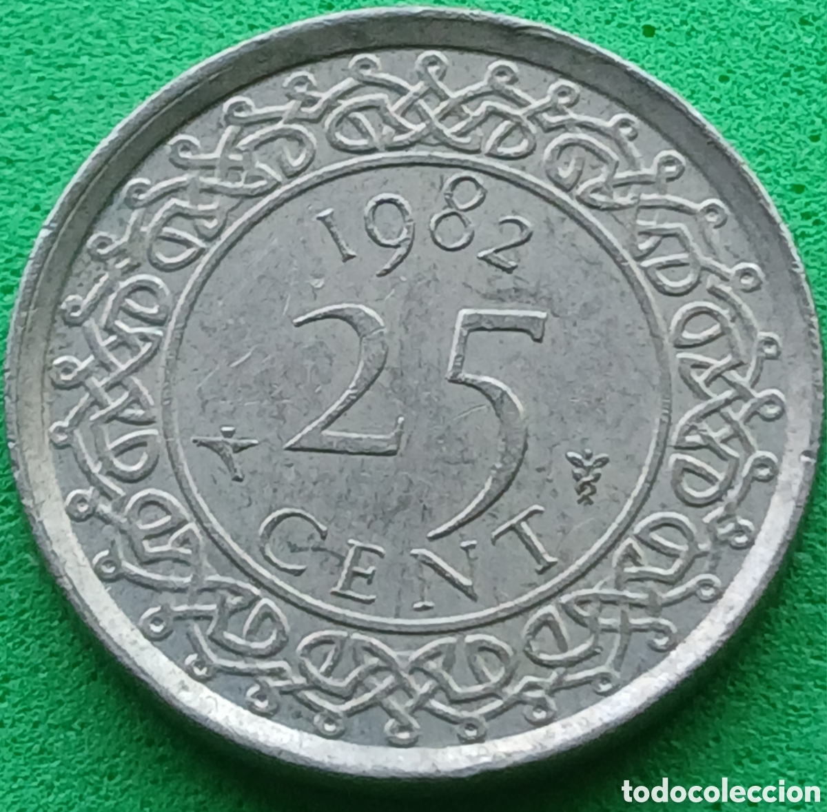 Monedas antiguas de Am&eacute;rica: Surinam 25 cent 1982 km#14 poco com&uacute;n