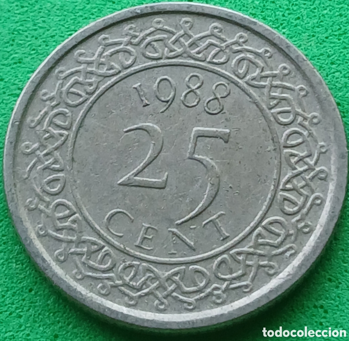 Monedas antiguas de Am&eacute;rica: Surinam 25 cent 1988 km#14a