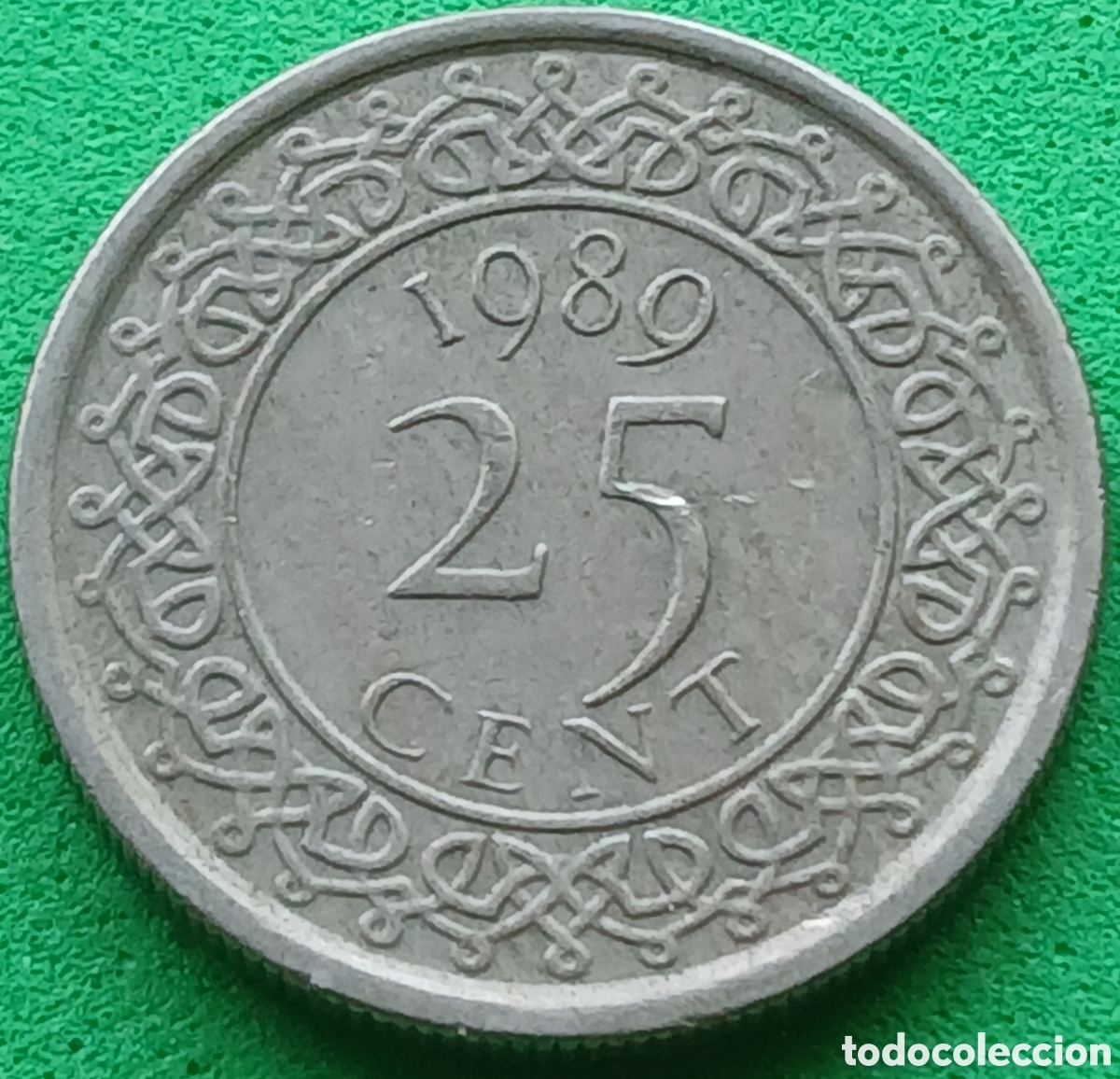 Monedas antiguas de Am&eacute;rica: Surinam 25 cent 1989 km#14a