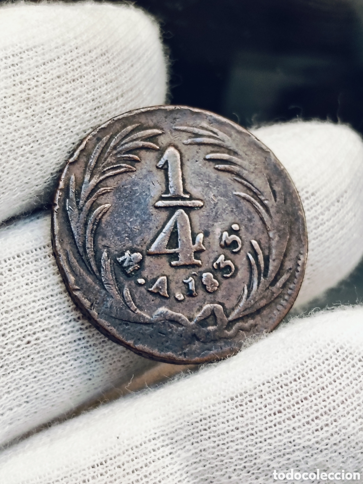 Monedas antiguas de Am&eacute;rica: 1/4 DE REAL . A&Ntilde;O 1833. ACU&Ntilde;ADA EN MEXICO