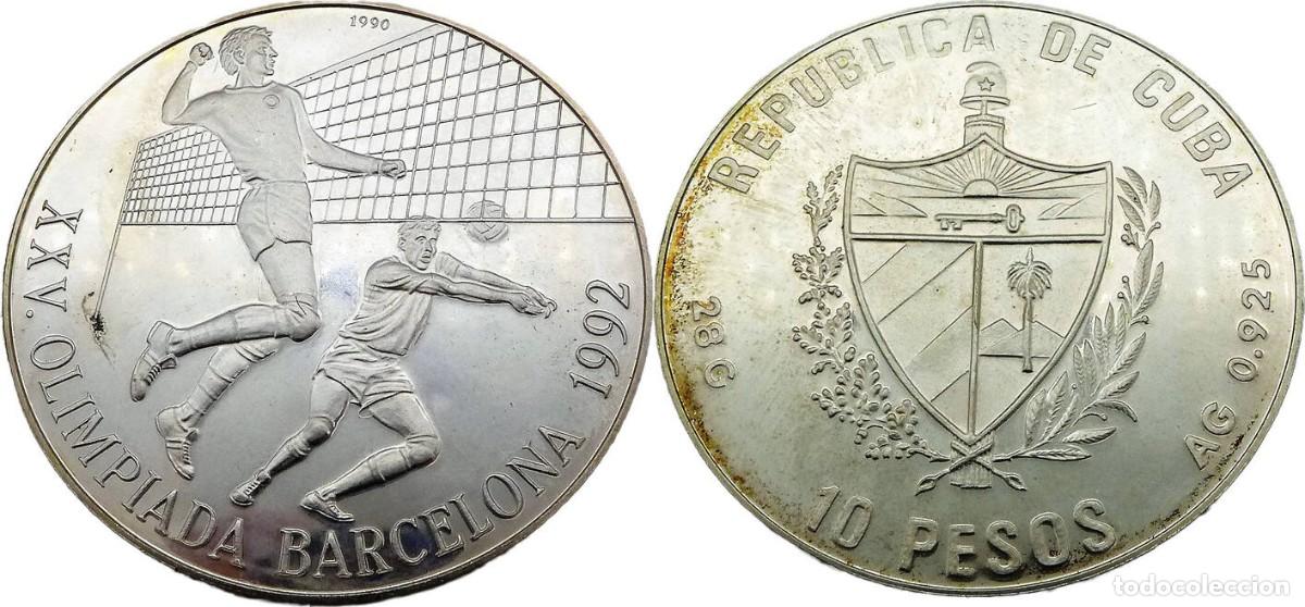 Monedas antiguas de Am&eacute;rica: CUBA 10 PESOS 1990 - VOLEYBOLL