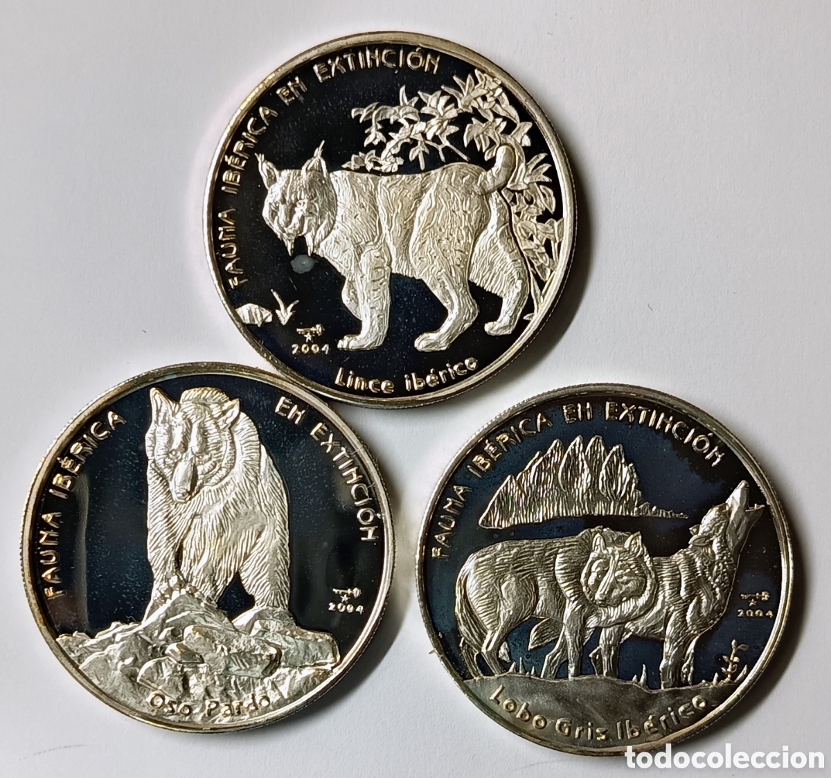 Monedas antiguas de Am&eacute;rica: CUBA. SERIE DE 3 MONEDAS DE 10 PESOS (2), &ldquo;FAUNA IB&Eacute;RICA EN EXTINCI&Oacute;N&rdquo;. 2004. PLATA ,999. RAR&Iacute;SIMAS