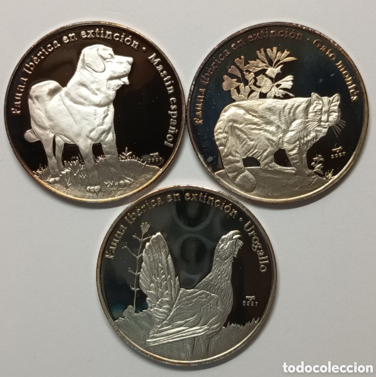 Monedas antiguas de Am&eacute;rica: CUBA. SERIE DE 3 MONEDAS DE 10 PESOS (3) &ldquo;FAUNA IB&Eacute;RICA EN EXTINCI&Oacute;N&rdquo;. 2007. PLATA ,999. MUY RARAS