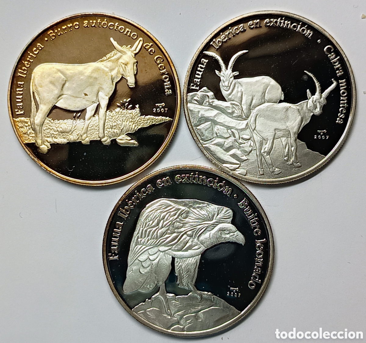 Monedas antiguas de Am&eacute;rica: CUBA. SERIE DE 3 MONEDAS DE 10 PESOS (4) &ldquo;FAUNA IB&Eacute;RICA EN EXTINCI&Oacute;N&rdquo;. 2007. PLATA ,999. MUY RARAS