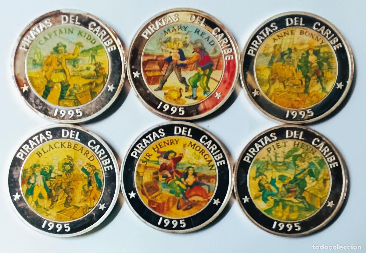 Monedas antiguas de Am&eacute;rica: CUBA. SERIE DE 6 MONEDAS DE 10 PESOS &ldquo;PIRATAS DEL CARIBE&rdquo;. 1995. PLATA ,999. ESCASAS