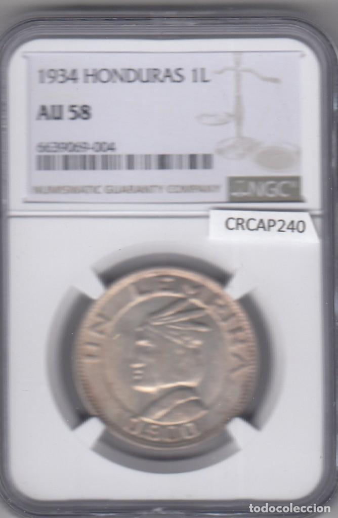 Monedas antiguas de Am&eacute;rica: CRCAP240 MONEDA HONDURAS 1 LEMPIRA 1934 AU 58
