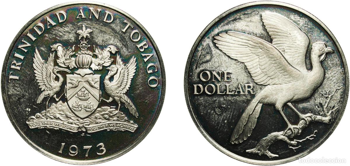 Monedas antiguas de Am&eacute;rica: Trinidad and Tobago British colony 1973 FM 1 Dollar - Elizabeth II Copper-nickel The Franklin Mint