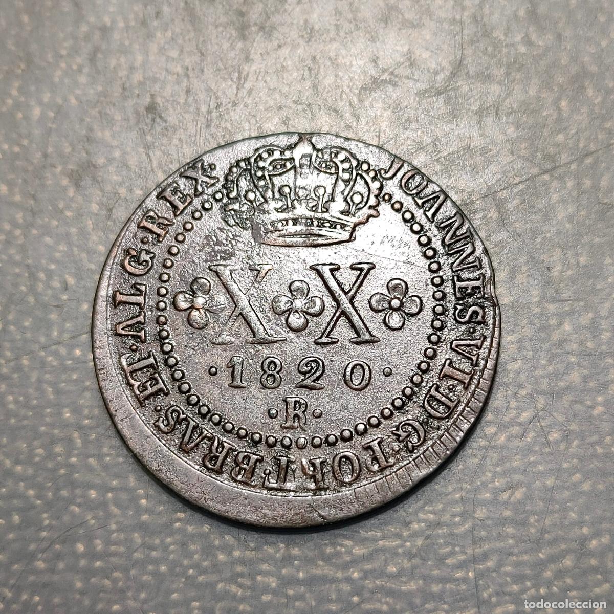 Monedas antiguas de Am&eacute;rica: BRASIL BRAZIL 20 REIS 1820 R MBC+/EBC