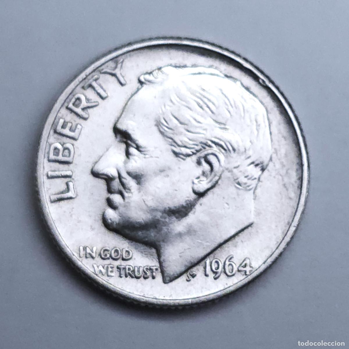 Monedas antiguas de Am&eacute;rica: MONEDA DE PLATA ESTADOS UNIDOS. ONE DIME 1964 EBC