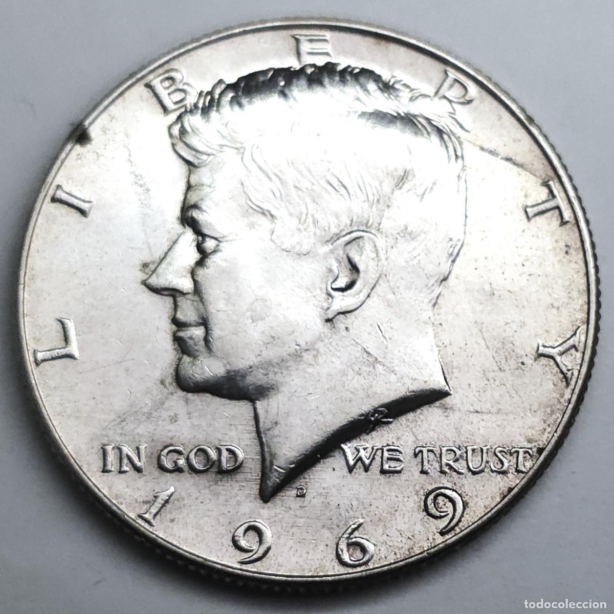 Monedas antiguas de Am&eacute;rica: MONEDA ESTADOS UNIDOS 1/2 DOLAR PLATA 1969 D. KENNEDY