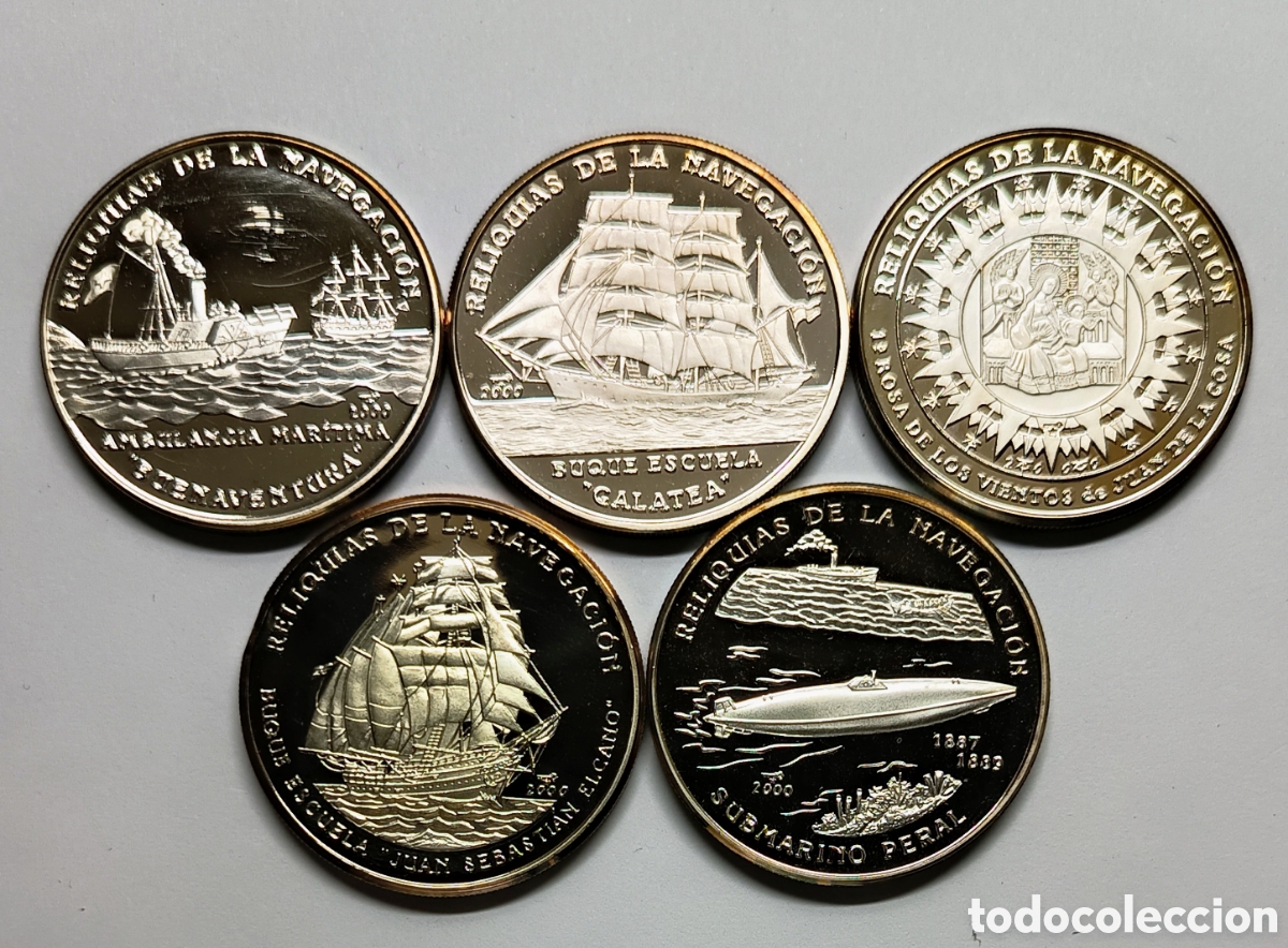 Monedas antiguas de Am&eacute;rica: CUBA. SERIE &ldquo;RELIQUIAS DE LA NAVEGACI&Oacute;N&rdquo;. 2000. 5x10 PESOS. PLATA. PROOF. ,999. (5 onzas)
