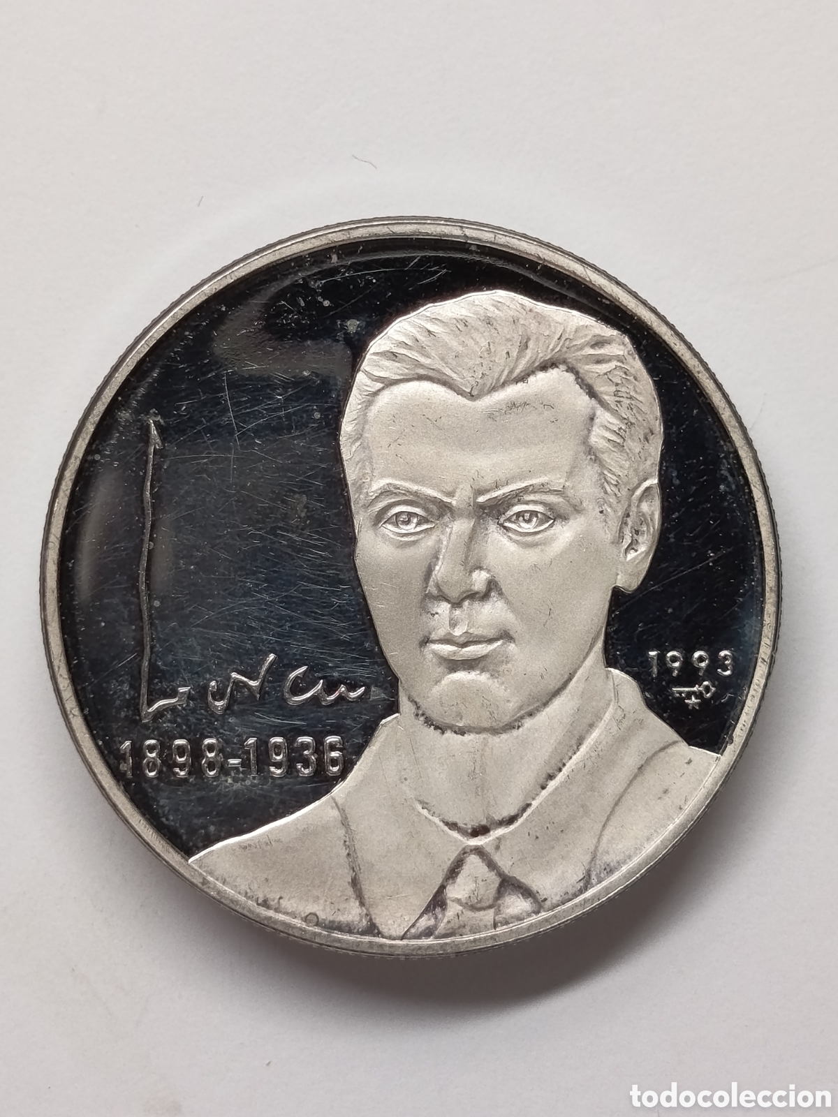 Monedas antiguas de Am&eacute;rica: CUBA. &ldquo;FEDERICO GARCIA LORCA&rdquo;. 1993. 10 PESOS. PLATA. 31,10 GRAMOS. ,999. RARA