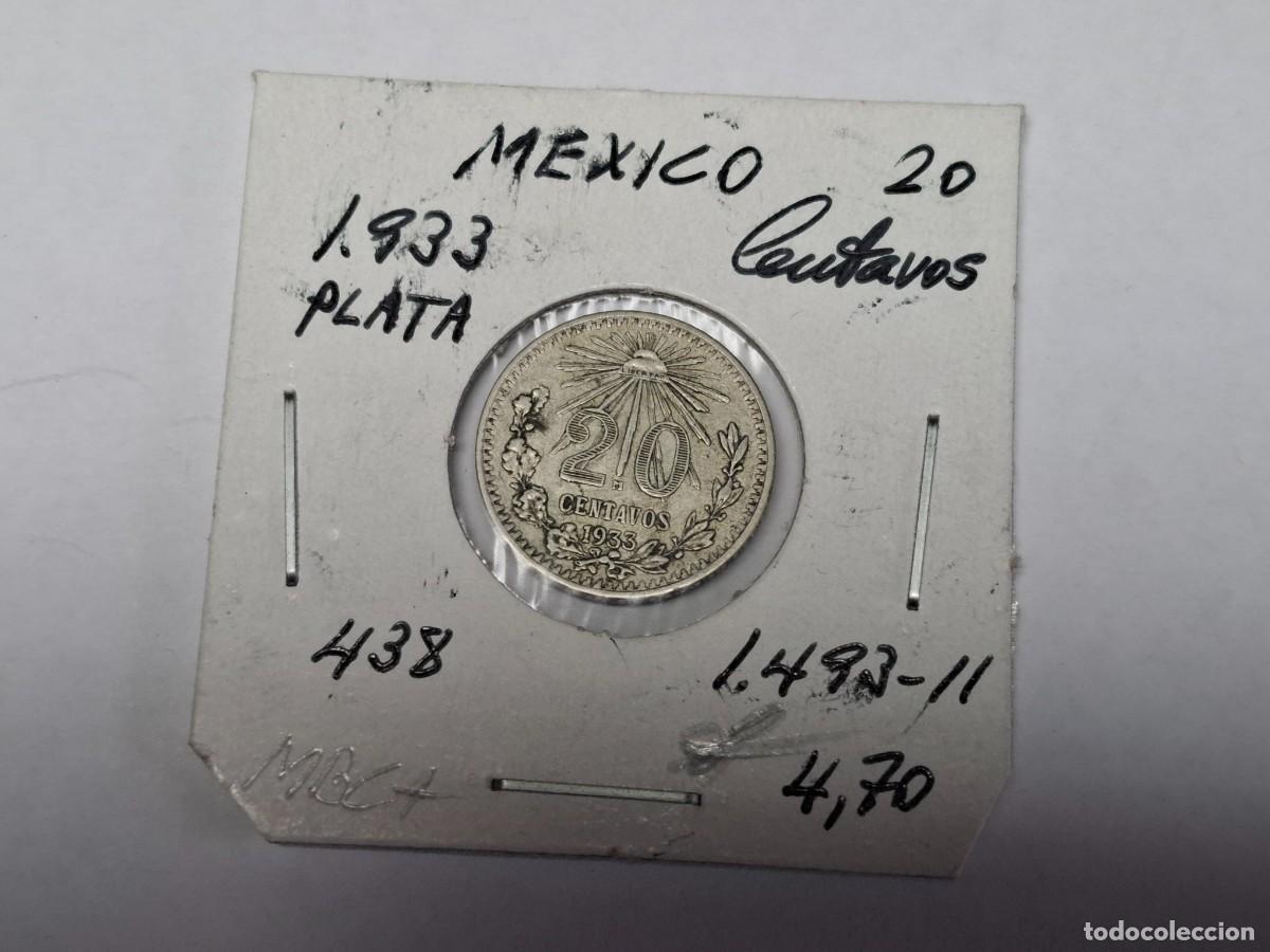Monedas antiguas de Am&eacute;rica: 20 CENTAVOS de PLATA de 1933 KM 438 MEXICO en MBC+